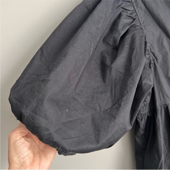 Karlie V Neck Black Maxi Dress Puff Sleeve Pockets Wedding LBD Tiered - Picture 4 of 5